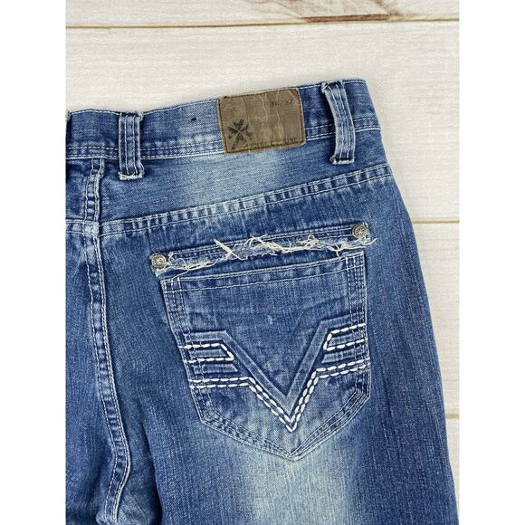 Modern Culture Distressed Destroyed Jeans Men's Size 38/32 Embroidered Pockets - Picture 11 of 13
